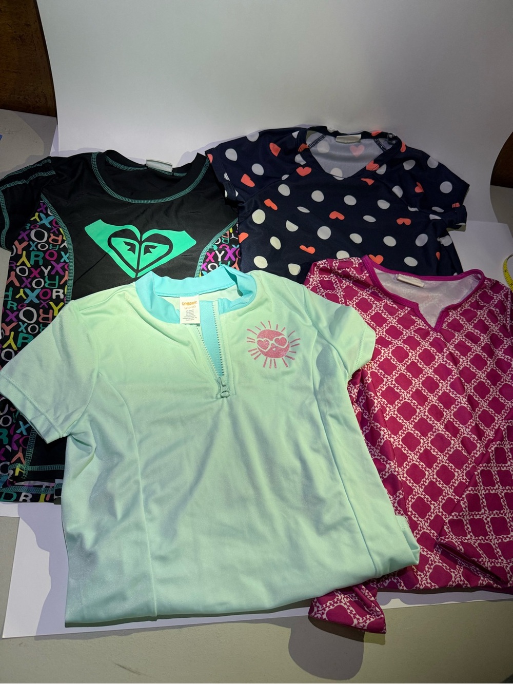4 Girls L Swim RashGuards -Roxy, Gymboree, & Crazy 8s -  3 SS/1 LS